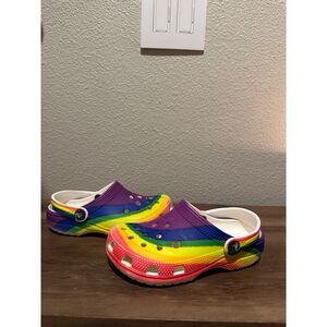 Crocs Classic Rainbow Dye Clog Unisex Colorful Comfort Shoes Size 12